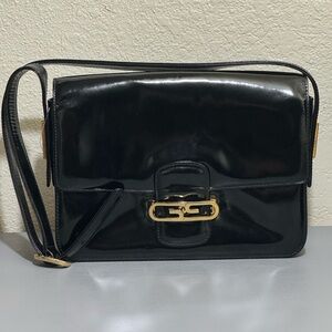 Vintage Gucci Black Patent Leather Crossbody Bag w/ Dust Bag